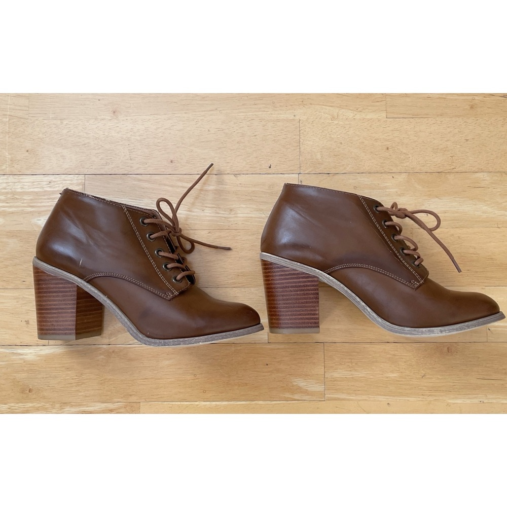 Brown Heeled Ankle Boots with Chunky Heel